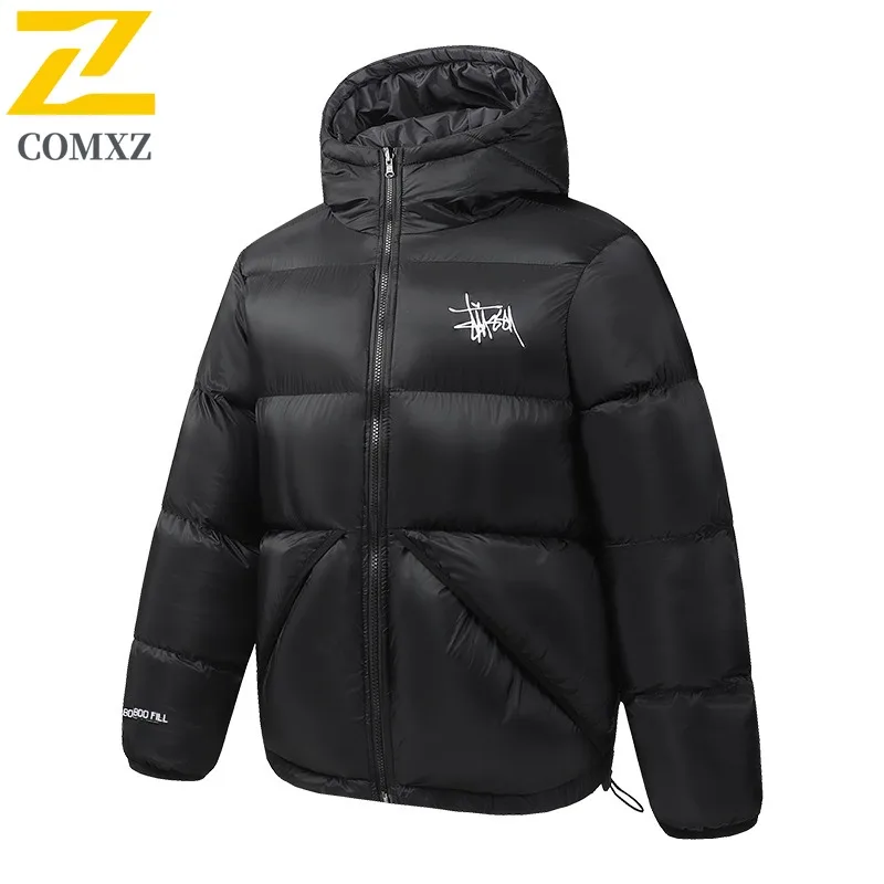 

COMXZ 2025 Autumn Winter New Double-Sided Hooded Cotton Padded Jacket Camping Hiking Travel Warmth keeping Outdoor Leisure Coat