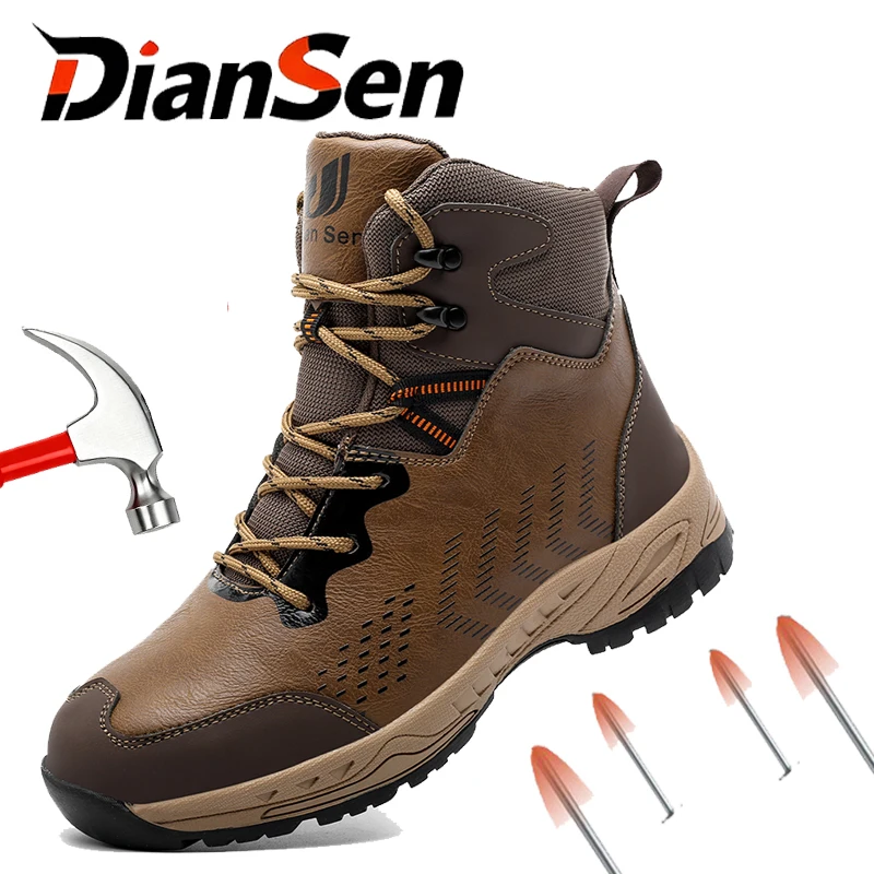 Work Safety Boots Men Steel Toe Work Shoes High Top Waterproof Boots Security Shoes Protective Safety Shoes Construction Site