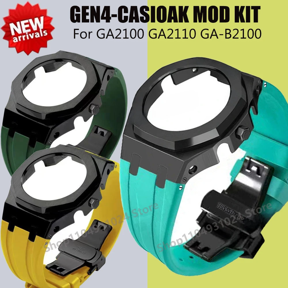 

Металлический корпус Gen4, ободок для Casioak GA2100 GAB2100, комплект модификации, рамка для Ga2110, металлический резиновый ремешок, аксессуары, оптовая продажа