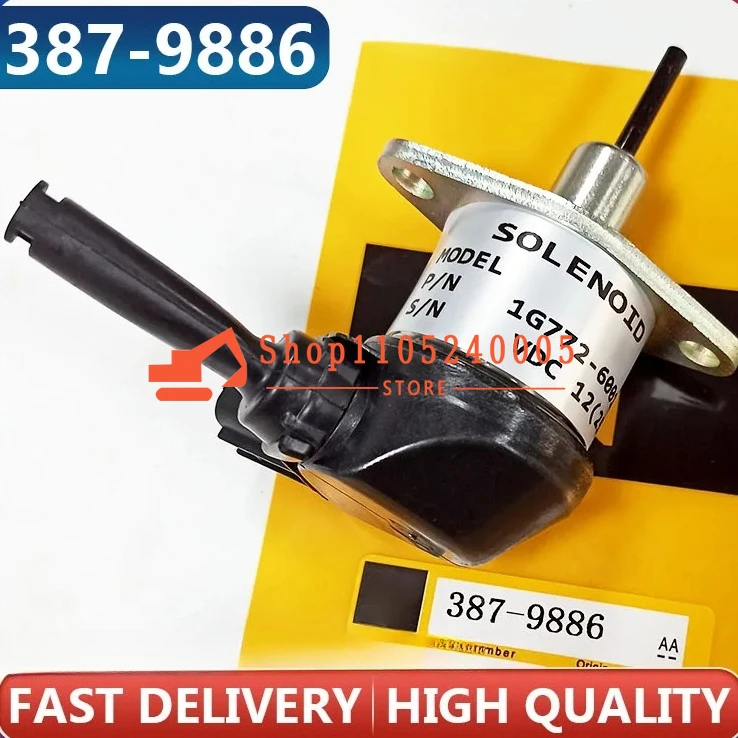 l'excavatrice-387-9886-partie-l'electrovanne-d'arret-12v-3879886-1g772-60012-1g77260012-e307e-908h2-v3300