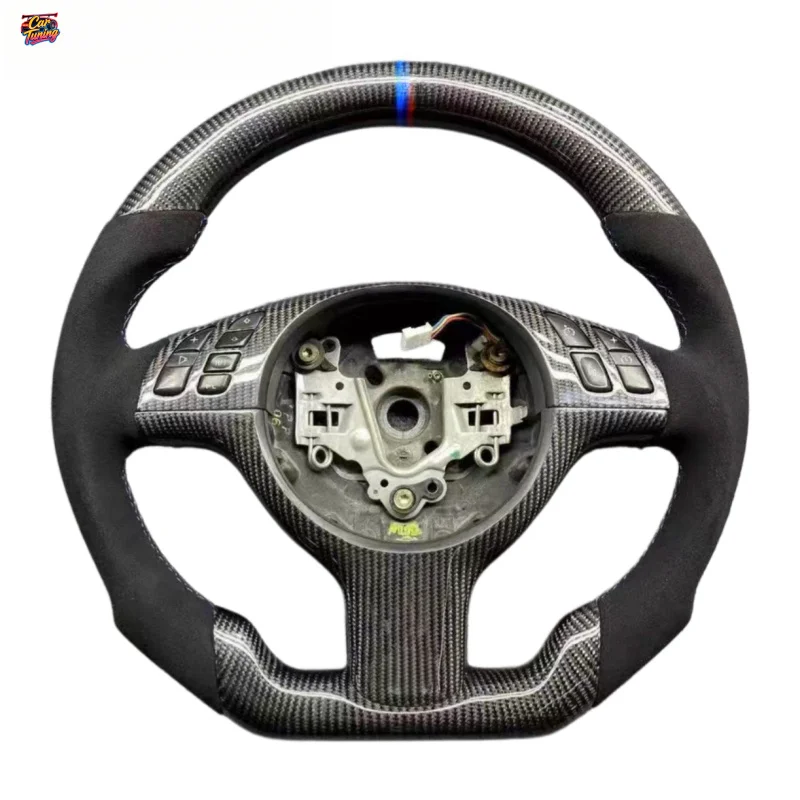 For BMW E46 Custom Matte Carbon Fiber D-Shaped Sports Racing Steering Wheel