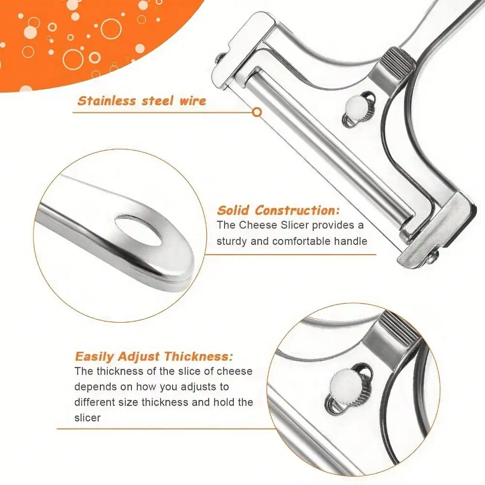 Stainless Steel Wire Cheese Slicer Cheese Planer Tool  Adjustable Thickness Cutter Soft Semi-Hard Hard Cheeses Kitchen Cook Tool