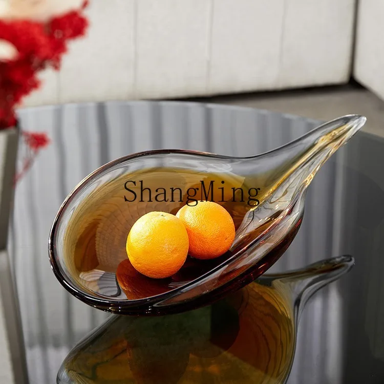 FG Modern Simple Glazed Guide Spoon Plate Home Soft Decoration Accessories Living Room Coffee Table Fruit Plate Ornament