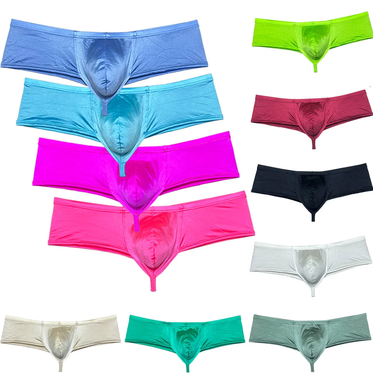 3Pack/LOT Men's Bikini Brief Silky Underwear Big Pouch Micro Trunks Low-rise Slip Shorts Soft Thong Sexy Beach Soft Quick Dry D