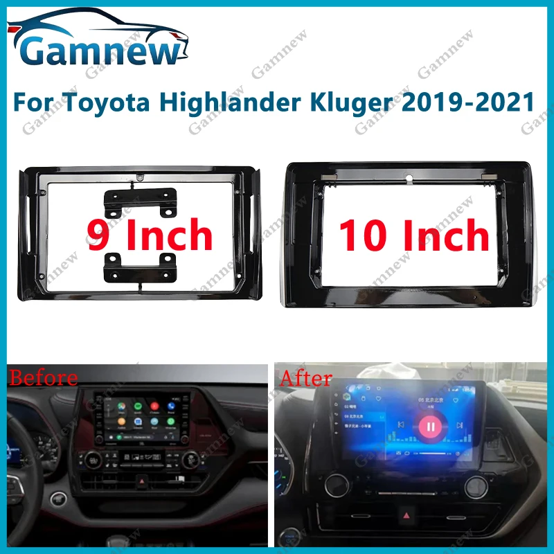 9 Inch 10 Inch Car Frame Fascia Canbus Box Adapter Android Radio Dash Fitting Panel Kit For Toyota Highlander Kluger 2019-2021
