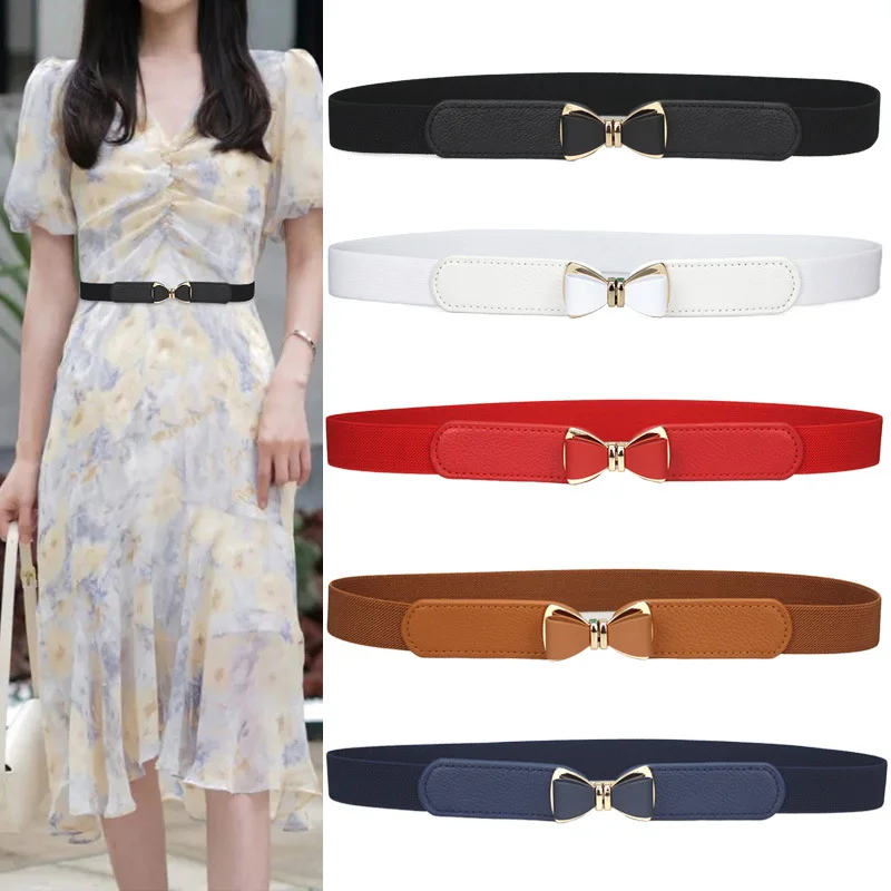 Women's three-dimensional bow belt women's decoration with skirt elastic elastic belt black dress waist seal accessories