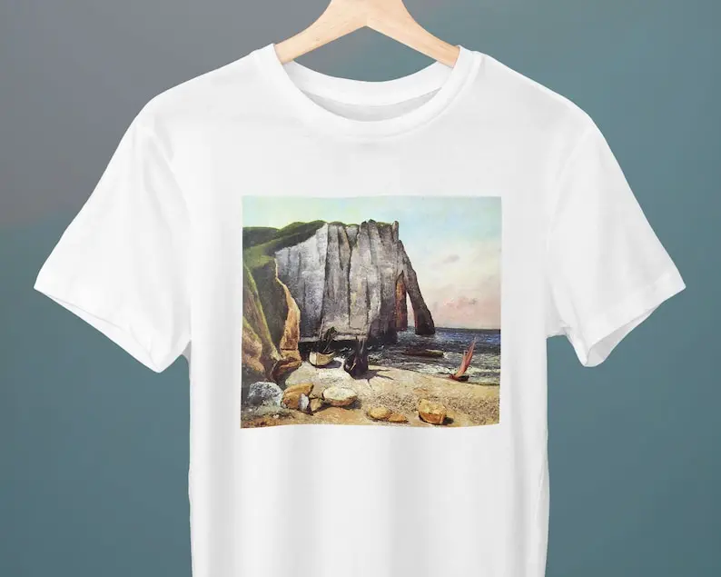 The Cliff at Etretat, Gustabe Courbet, Unisex T-Shirt, Art T-Shirt, Fine Art, Gift for Her, Gift for Him, Art Lover Gift