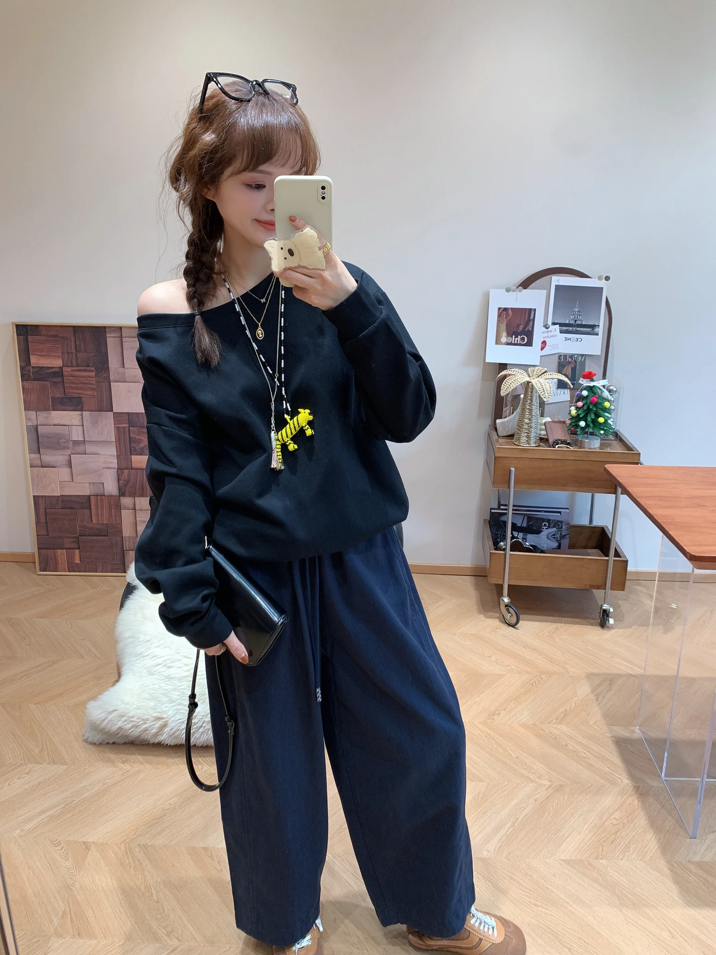 

Loose Fit oulder Sweatirt Women's Faion Design Casual Sle One oulder Top Comfortable Cotton Blend Long Sve