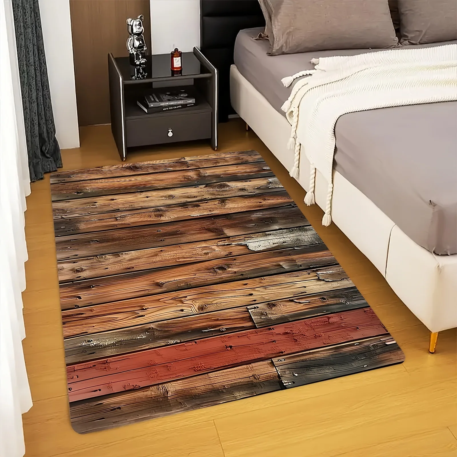 

1PC Wooden Pattern Kitchen Rugs Non-Slip Home Door Mats Pop design Bathroom Rug Bath Mat Carpet for Home Sink Laundry Decor