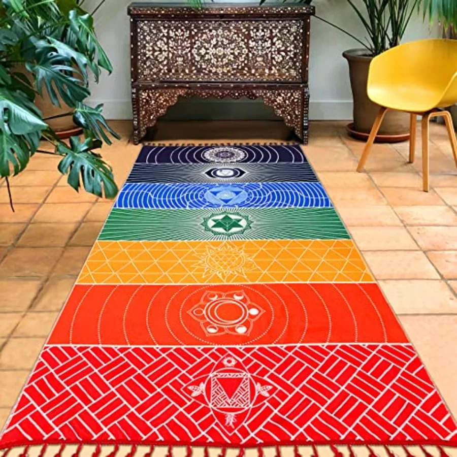 

Mexican Yoga Mat Beach Picnic Blanket Chakra Meditation Mat Yoga Rug Sunscreen Shawl Chakra Wall Tapestry Decor Boho Pilates 59
