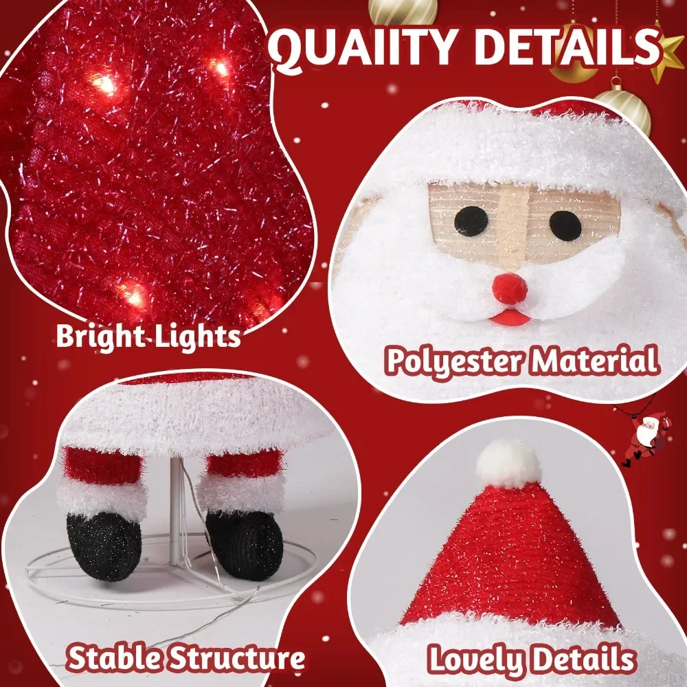 Lighted Santa Claus 3.3FT w/ Waving Hand for In/Outdoor Christmas Holiday Decor