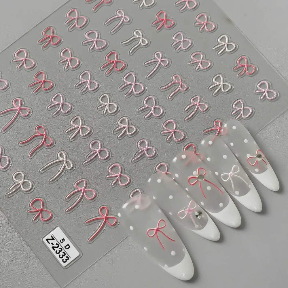 

1pcs 5D Embossed Bowknot Nail Stickers Kawaii DIY Manicure Self-Adhesive Bow Nail Art Stickers Decoration Decals