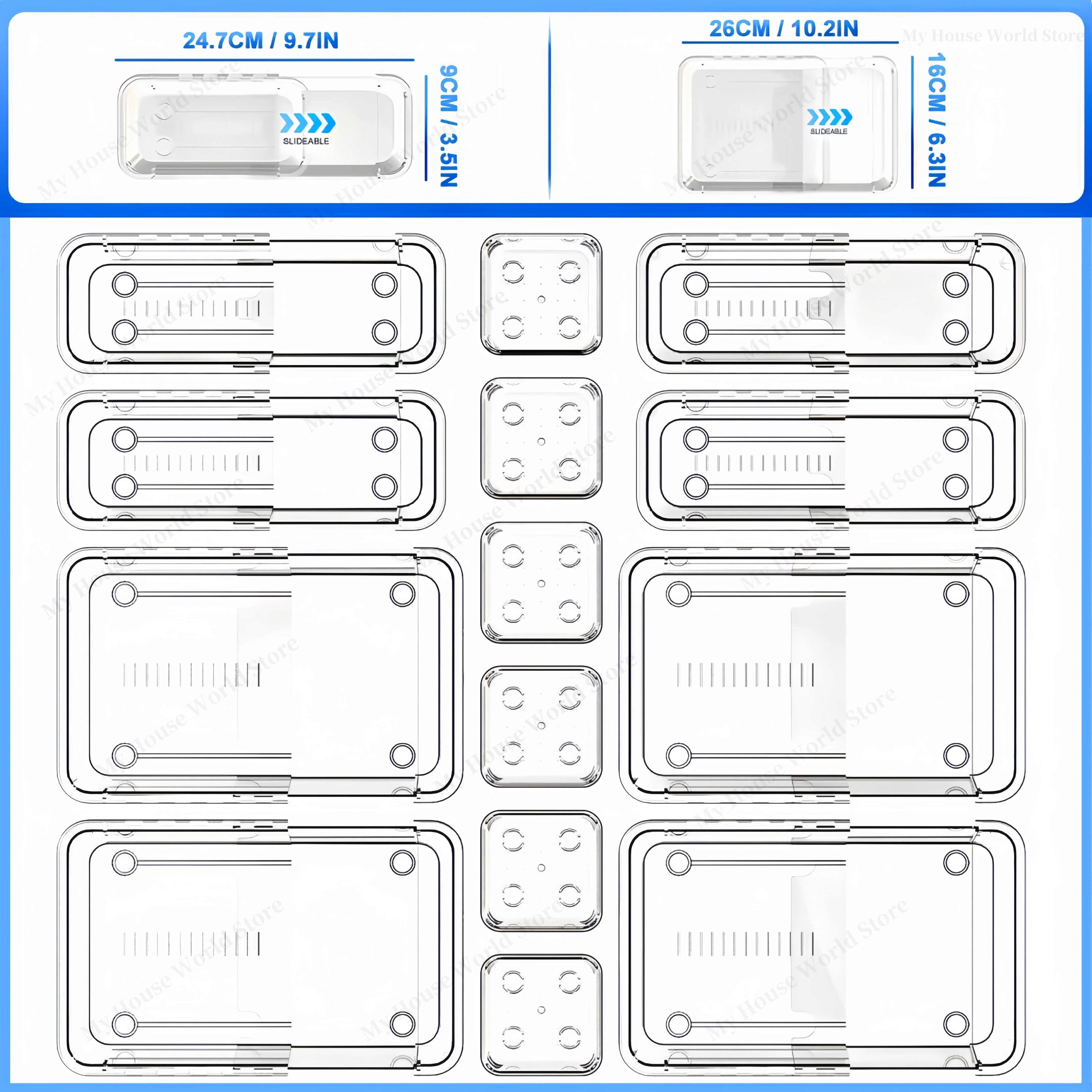 8/14 Pcs Drawer Organizers Set Clear Plastic Makeup Organizer Bedroom Dresser Office Storage Box for Makeup Jewelries Gadgets