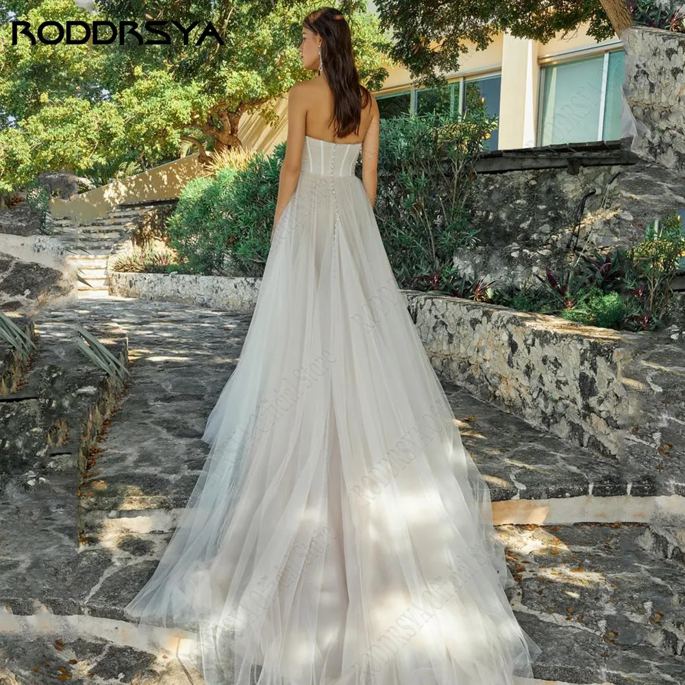 RODRSYA Moderno Vestidos de Noiva Sem Mangas Para A Mulher Querida Zipper Back BrridalRODDRSYA Modernos Vestidos De Casamento Sem Mangas Para A Mulher Querida Zipper Back Brridal Vestidos Tulle A-Line Vestidos De Novia