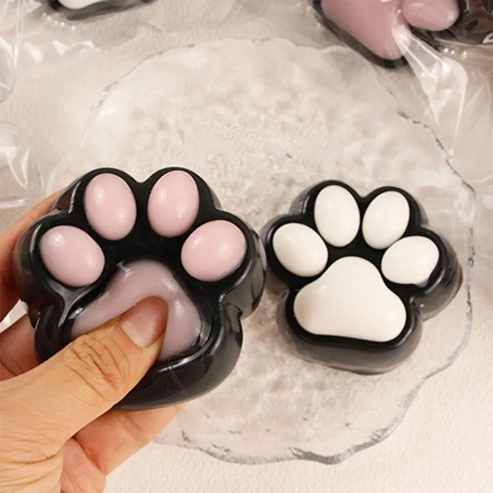 Cute Black Cat Paw Squeeze Toy Silicone Pinch Decompression Toy Plush Sensory Toys For Kids Adults Gift