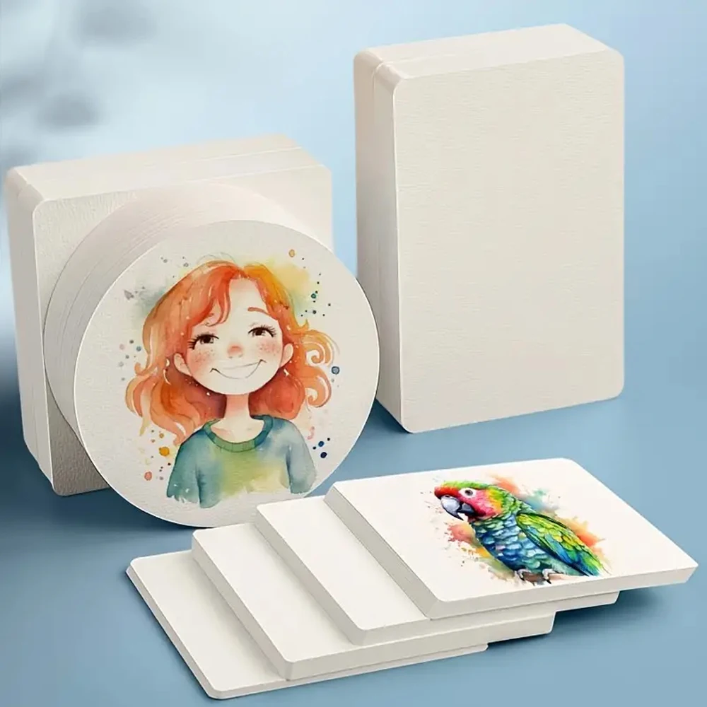 Professionelles quadratisches/rundes Aquarellpapier, 300 g, Aquarellpapier, Postkarte zum Malen, Schulkinder, Skizzieren, Zeichnen, 10–400 Blatt – Detail 7