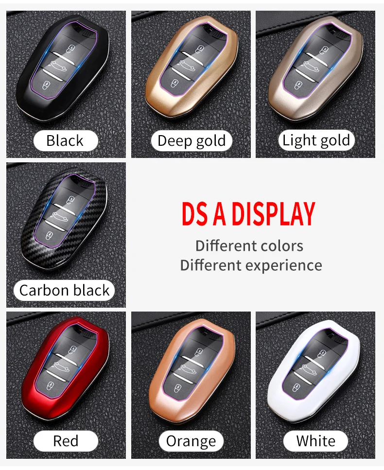 DS All-Inclusive Carbon Fiber Car Key Case with Special Keychain, Waterproof and Dustproof Protective Cover for Car Keys Citroen