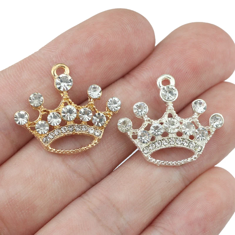 10 Pieces/Lot 22*25mm Gold/Silver Color Fashion Crown Charms For DIY Jewelry Making Bracelets Pendant Accessories Handcraft