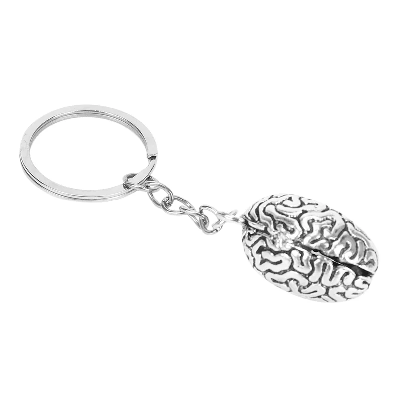 3X Brain Keychain Alloy Smart Brainiac IQ Key Ring Fob Chain Medicine Human