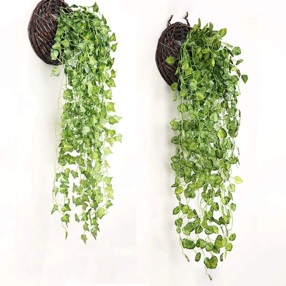 Plantas artificiales colgantes de vid, hojas de hiedra verdes falsas, enredadera colgante de pared, decoración del hogar, planta Artificial, decoración para fiesta de boda