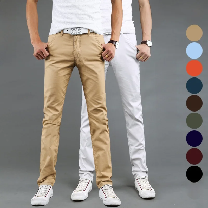 

New 202 Men's Casual Loose Straight Leg Thin Cotton Pants Summer Busin Casual mid Waist Pure Color Youth Active Sle