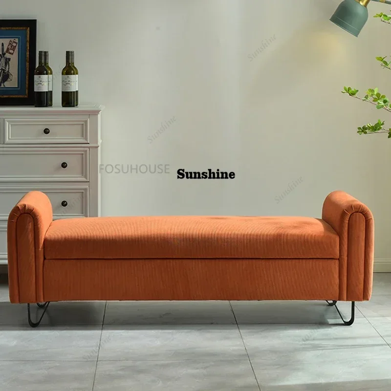 Nordic Artificial Leather Stools Home Furniture Living Room Sofa Bench Luxury Upscale Bedroom Bed Tail Stool
