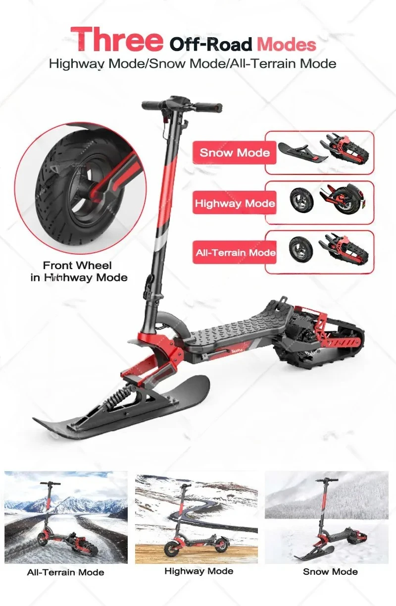 45Km/h Speed 2000W Motor Power E-scooter Electric Snowmobile Snow EScooter/ Off Road Electric Scooter/Tracked EScooter