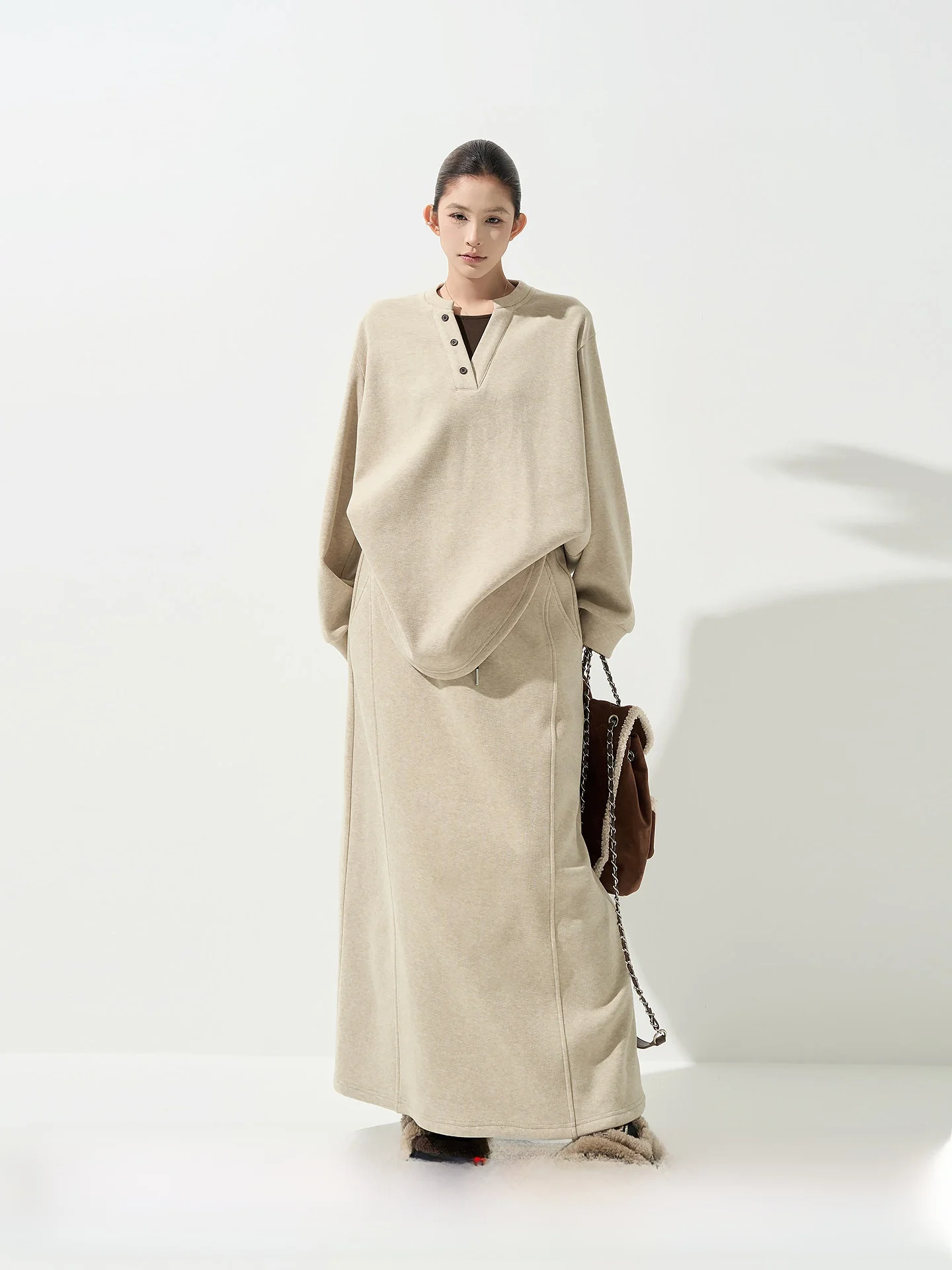 

Wutong Women's Long Sve Hoodie Thiened Warm Hear Bodycon Skirt Set Korean Sle Autumn Winter High End Feelings