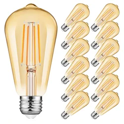 6Pc/12Pcs LED Edison Filament Light Vintage Bulbs ST64 4W 220V Retro LED Bulb Edison Lamp Glass 360 Degree Energy Light Lamp E27