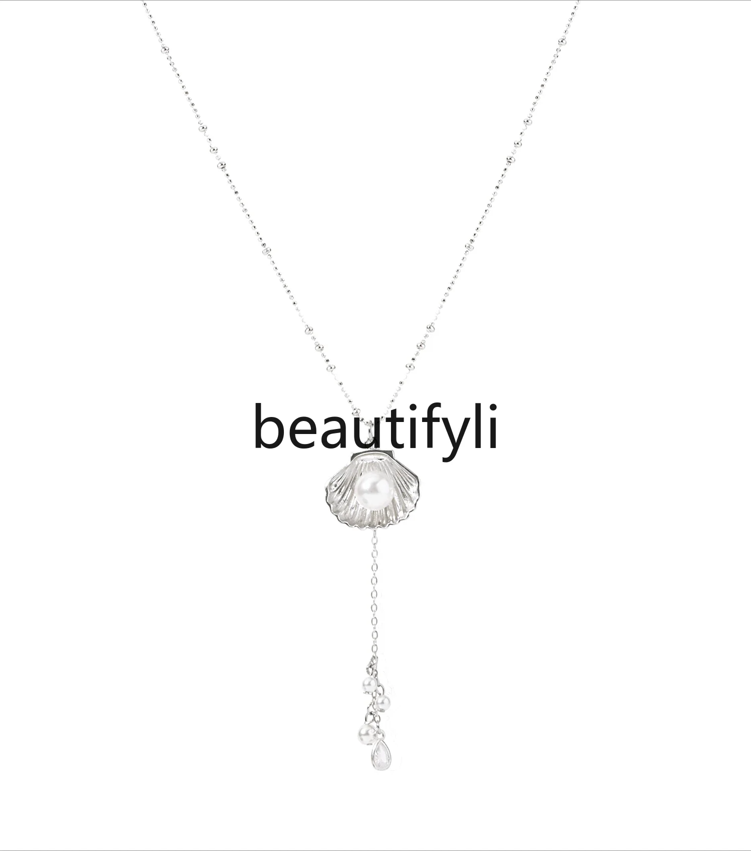 Mint Sea Original Shell Sterling Silver Necklace Long Tassel Natural Pearl Collarbone Chain