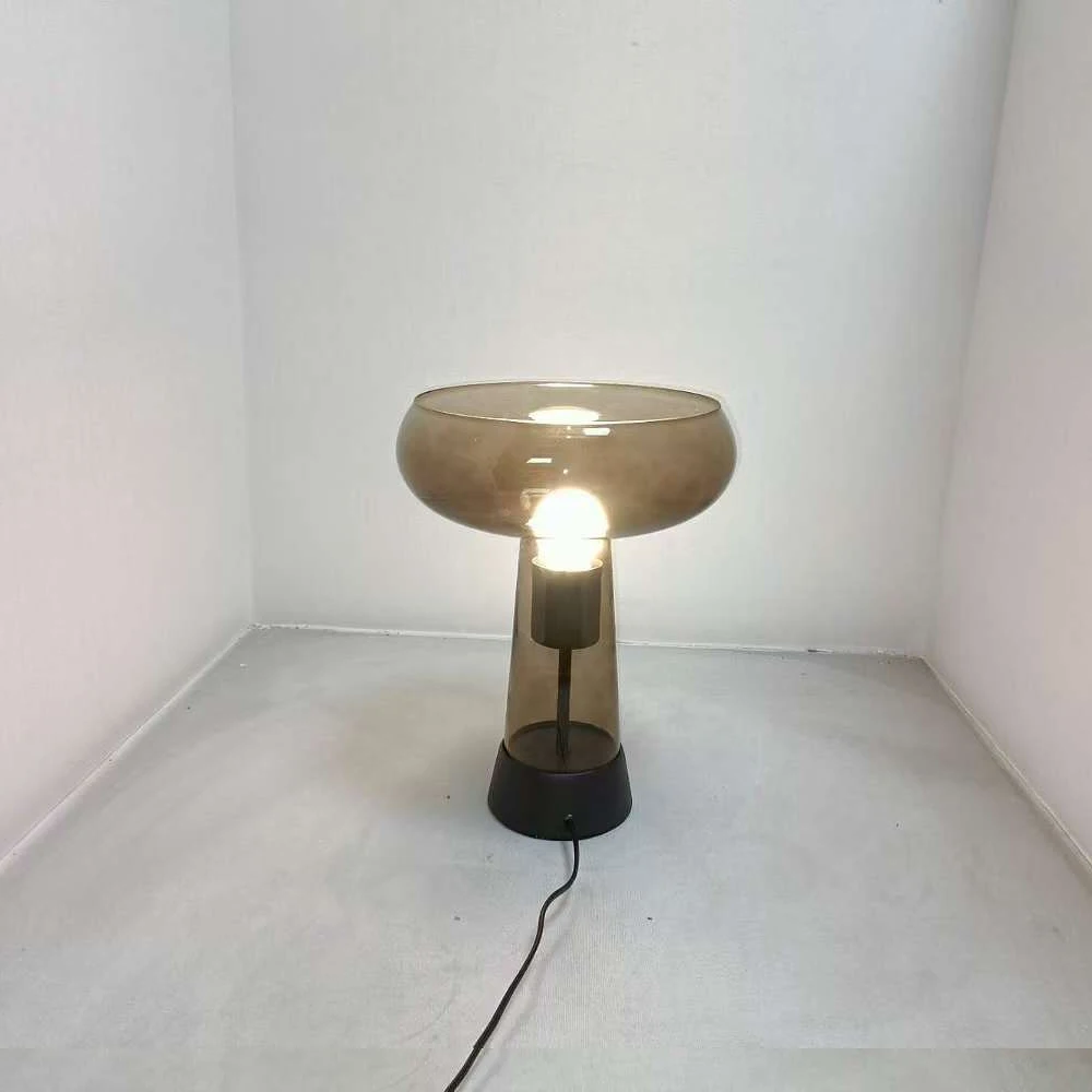 Modern Glass Table Lamp Metal Base Brown Nordic Style Home Decor Lighting E27 Bedroom Living Room