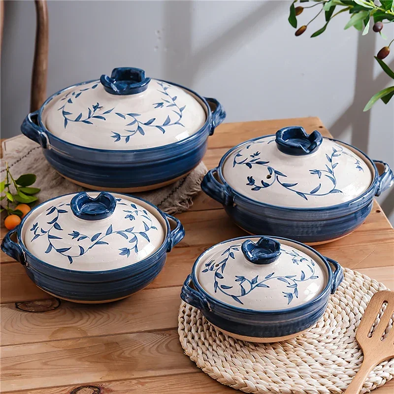 

1 Pcs Ceramic Casserole Japanese Style Black Small Pot Clay Saucepan Home Kitchen Cookware Cooking Supplies Kitchen Pot Soup Pan