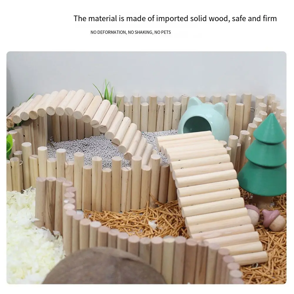 Wooden Hamster Climbing Ladder Bendable Easy To Install Hamster Suspension Bridge Cage Decoration Multifunctional