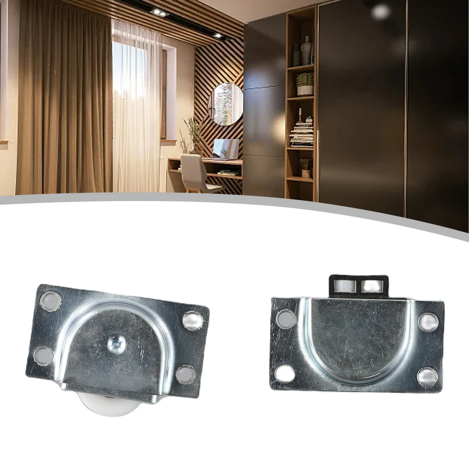 1 Pair Door Roller Wheel Stainless Steel Sliding Door Cupboard Wardrobe Furniture Door Parts For Home Decoration Accessories