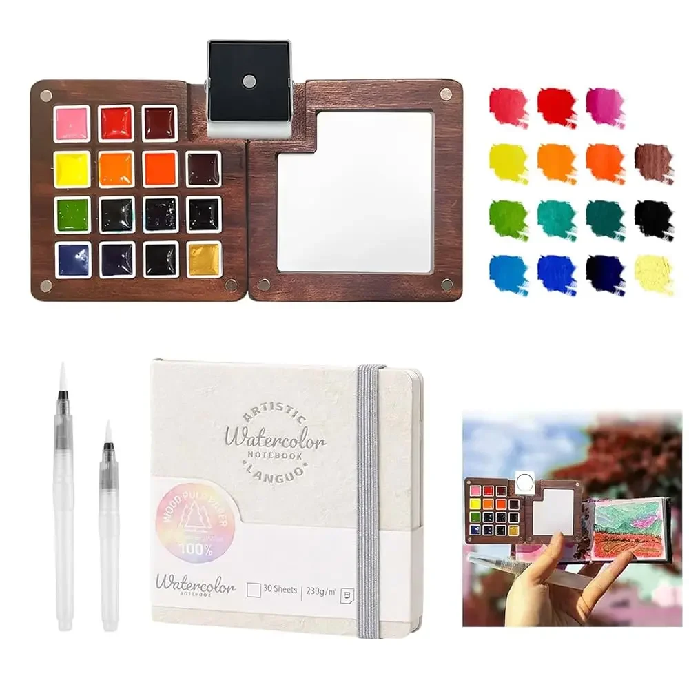 

Мини-палитра для рисования в дорогу - Набор мини-палитр для акварели, карманный набор для художника с красками и кольцом-держателем