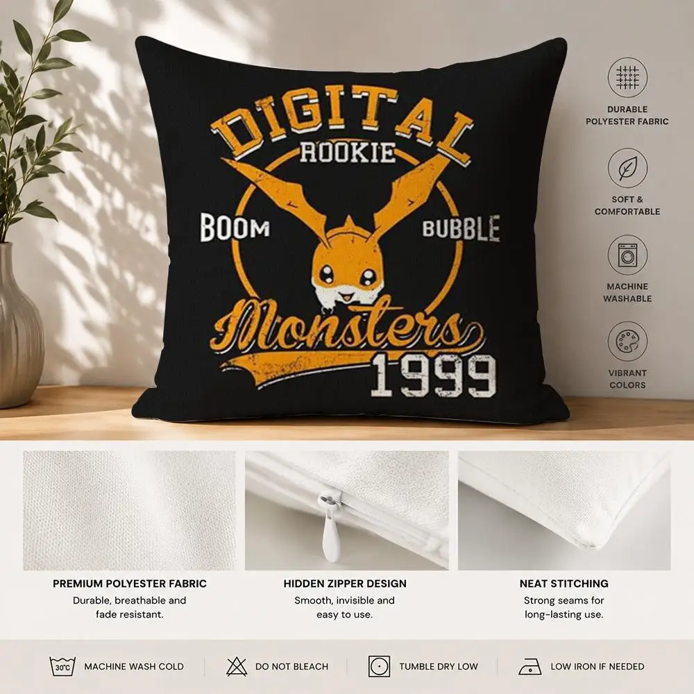 Anime D-Digimon Adventure Cushion Cover 40x40cm Square Decorative Sofa Cushion Cover Bedroom Living Room Home Decor Gift