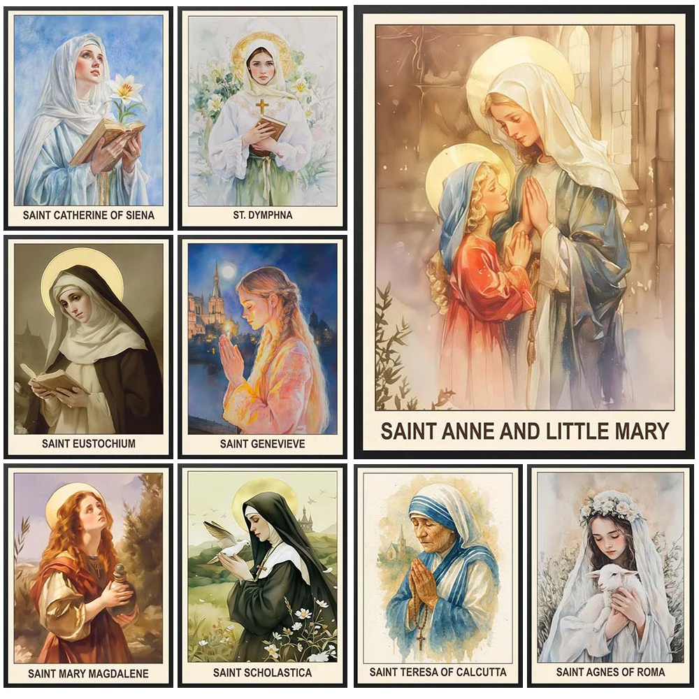 

Saint Nun Catholicism Christianity Virgin Mary Poster Wall Pictures For Church Room Decor Wall Art Canvas Painting Unframed
