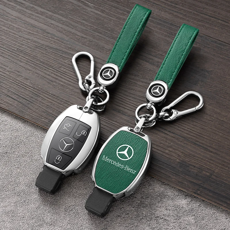 Zinc Alloy Leather Car Key Case Cover For Mercedes Benz A B C E R Class GLS GLA GLK GLC CLS CLA AMG W204 W205 W212 W463 W176