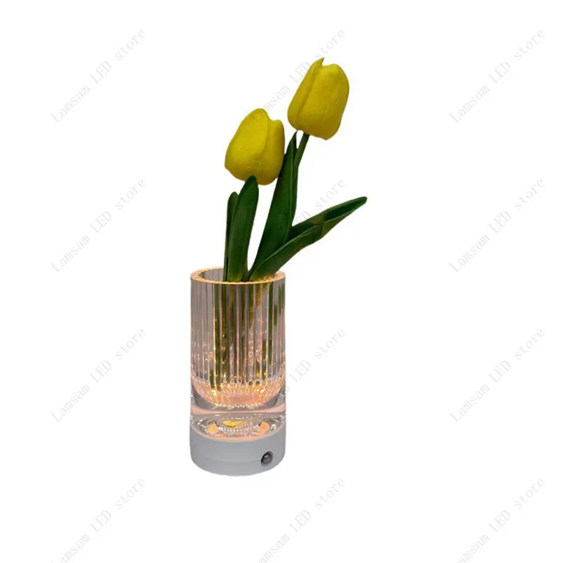 Rechargeable LED RGB Vase Light Touch Sensing Waterproof Flower Vase for Decorative Luminous Lighting in Bedroom Living Room