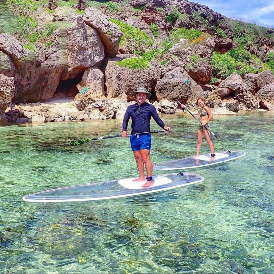 Factory Whole Price Clear Paddle Board  Sit on Top Plastic Clear Transparent Sup