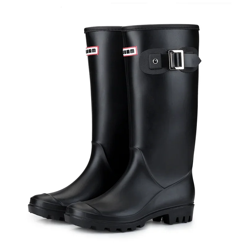 Hot Fashion Rainboots Women Knee-High Water Boots Buckle Long Tube High-grade Waterproof Shoes Womens Rubber PVC Rain Boots 2022