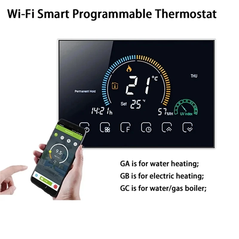 Smart Tuya Alexa Голосовое управление Умный программируемый термостат Управление через приложение ЖК-дисплей Водяной/газовый котел Отопление Белый Wi-Fi Прочный