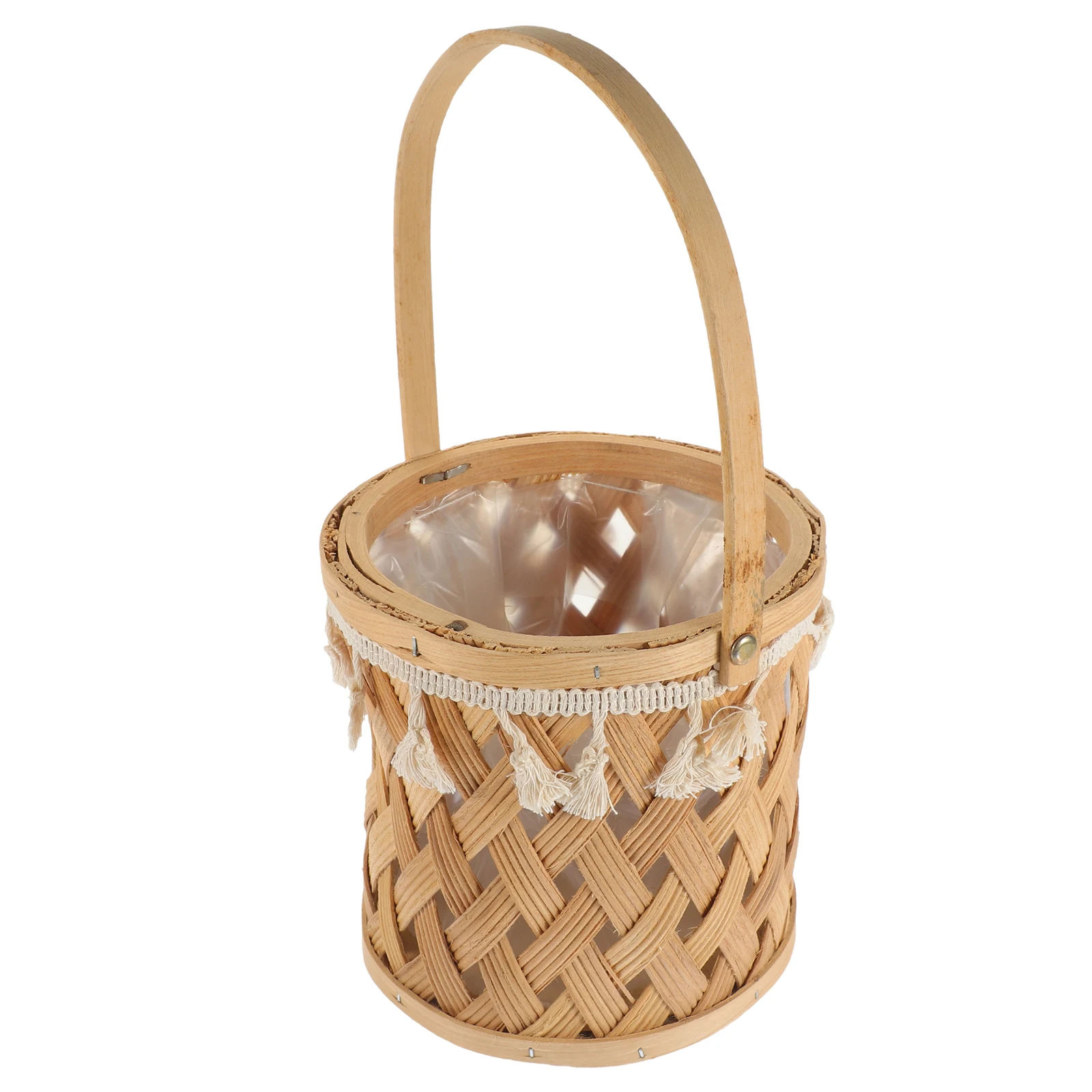 

Rattan Flower Basket Woven Baskets Round Plant Container Storage Solution Decorative Flowerpot Natural Friendly Manual