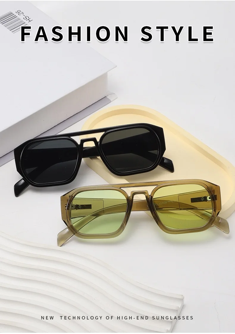 Neue Vintage Quadratische Sonnenbrille für Damen und Herren Marken-Rechteck-Sonnenbrille Ovale Brillen für Männer und Frauen – Detail 1
