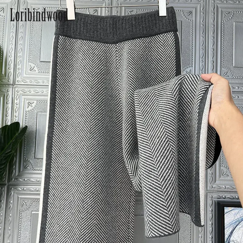 

Loribindwood New European High-waisted Wide-leg Casual Pants for Women Straight Leg Floor Length Autumn/Winter 2023