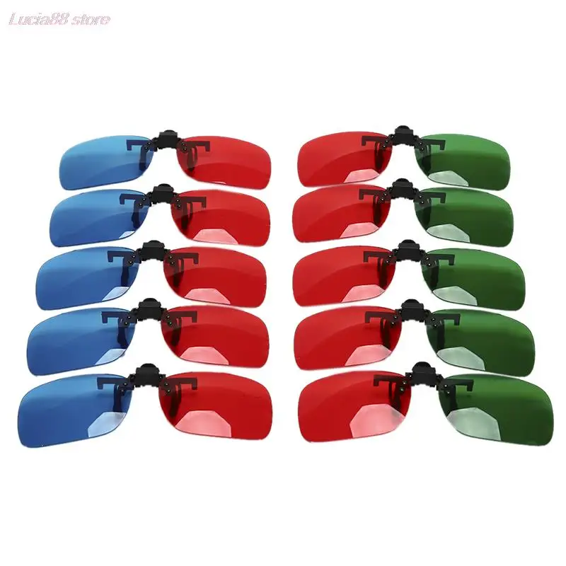 1/2PC Red Blue Green 3D Glasses Black Frame For Dimensional Anaglyph Movie TV