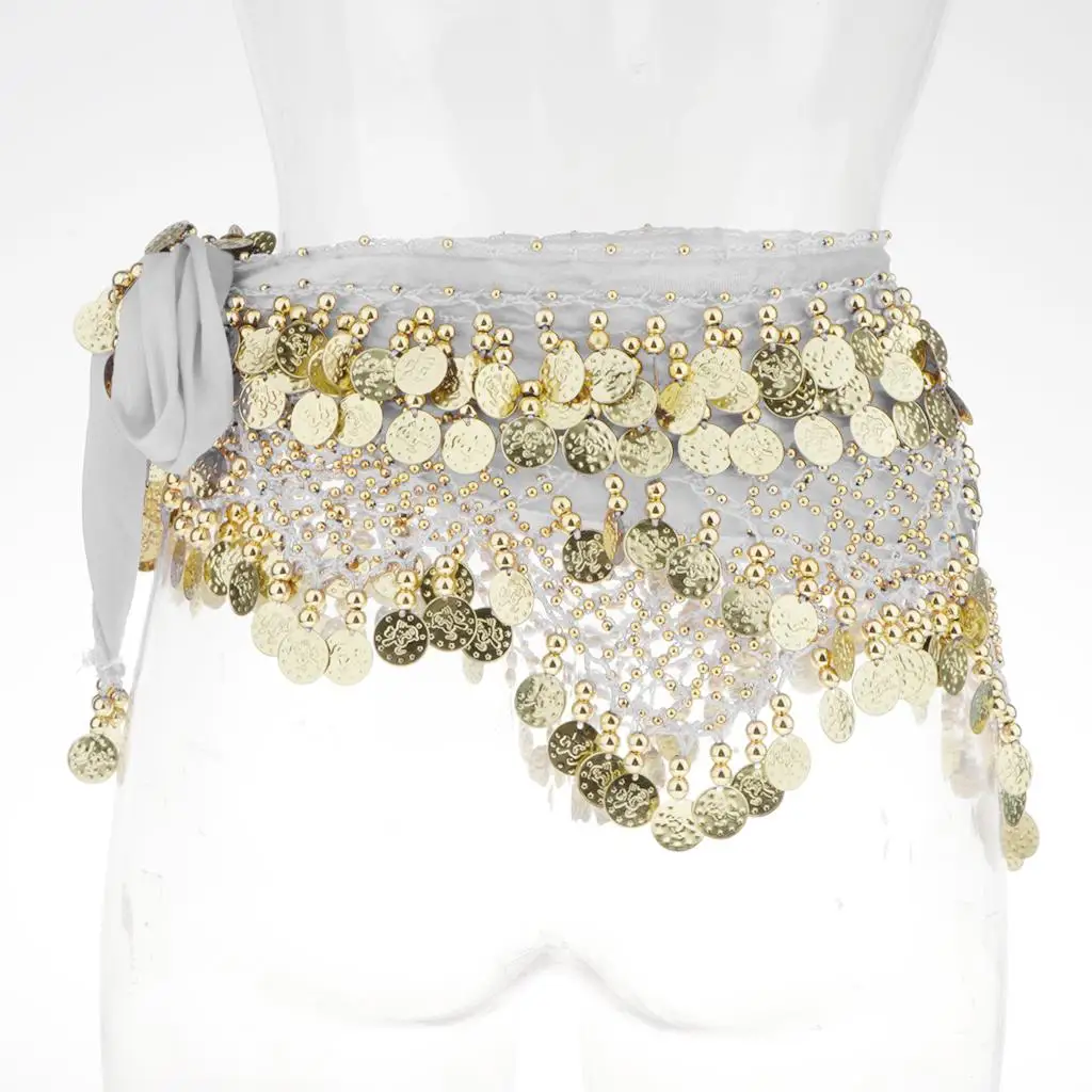 Bohemian Belly Dance Waist Chain with Tassel and Coins Velvet Fringe Hip Skirt for Dance Stage Performance Wear