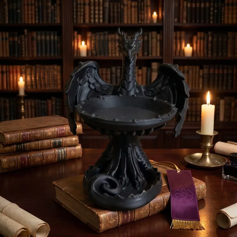 Unique Gift Gothic Bird Tray Statue 3D Printed Decorative Crafts Phoenix Desktop Ornaments Funny Home Decoration Decor
