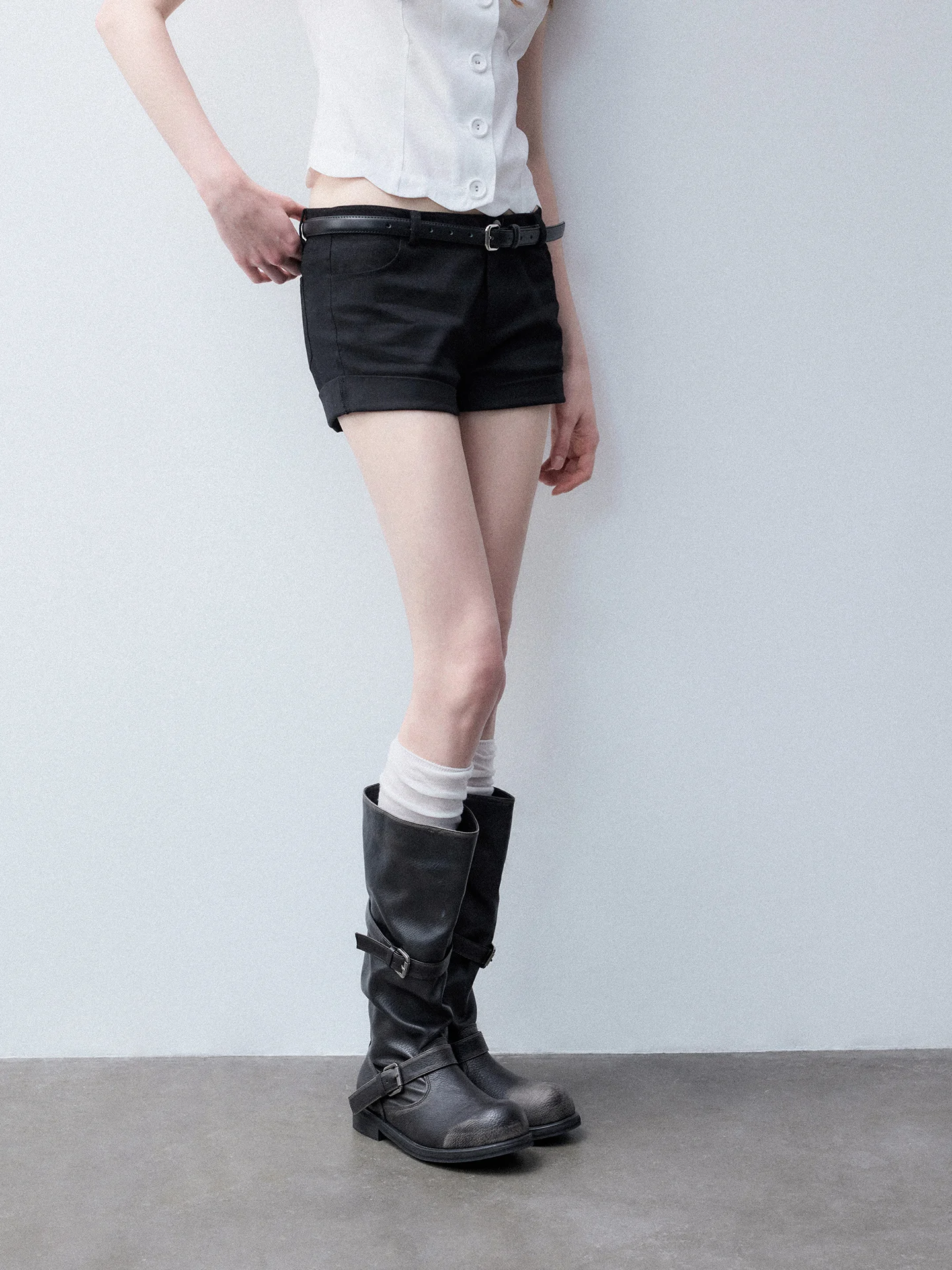 Luamoss High Waist Cotton Polyester Classic Twill Shorts Women's High Elasticity Commute Casual Straight Leg Pants