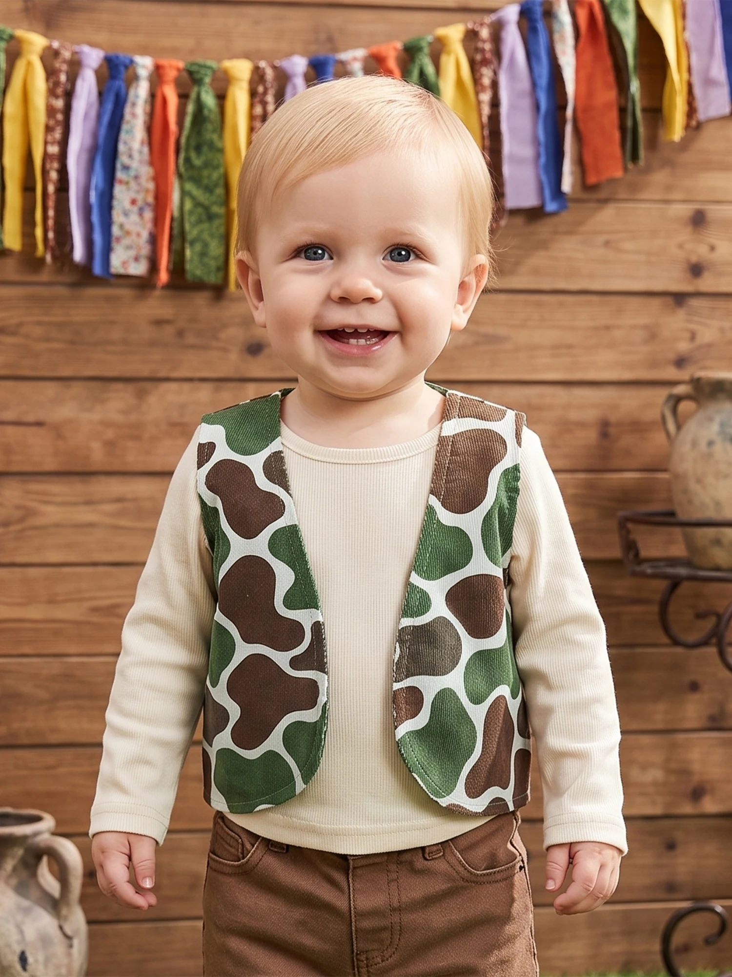 Sleeveless Camouflage V Neck Baby-Fall Vest Camouflage Print Vest Camouflage Vest Premium Sleeveless Camouflage